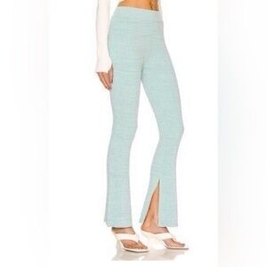 BANDIER Le Ore Rimini Rib Knit Flared Pants Pull On Pants Sky & Arctic Marl NWT